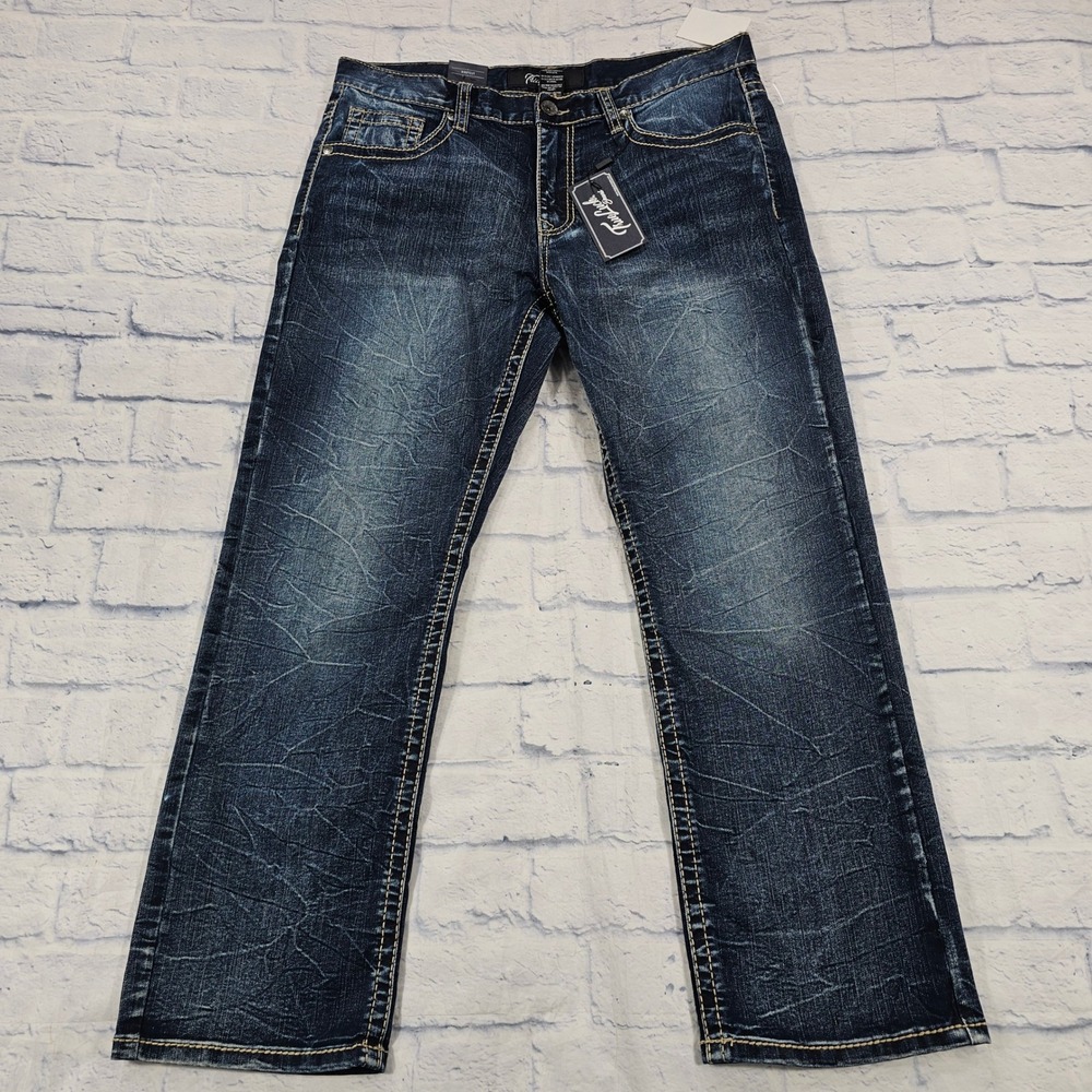 True Luck Jeans Mens 34x30 Dark Blast Bootcut Classic Stretch Denim TL24012361